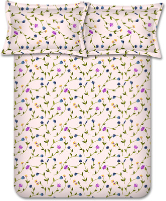 

Bombay Dyeing Cotton Double Floral Bedsheet(Pack of 1, Beige)