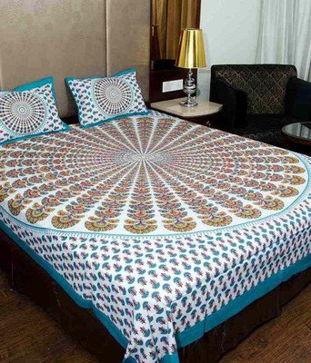 Bombay Spreads 144 TC Cotton Double Printed Flat Bedsheet(Pack of 1, Multicolor)