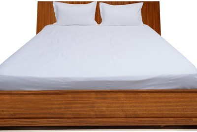 Om Trading 200 TC Cotton Double Solid Flat Bedsheet(Pack of 1, White)