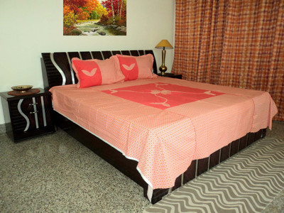

Amita Home Furnishing Cotton Double Floral Bedsheet(Pack of 1, Orange)