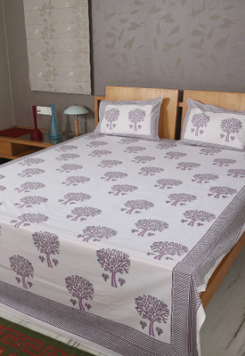 52% OFF on Rajrang 160 TC Cotton Double Abstract Bedsheet(1 Bedsheet, Purple, White)