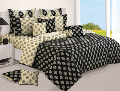 33% OFF on SWAYAM 210 TC Cotton Double Printed Bedsheet(Pack of 1, White, Brown, Yellow)