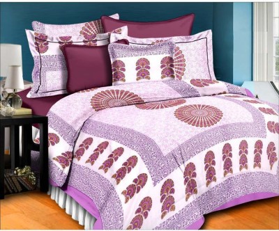 Bombay Spreads 120 TC Cotton Double Printed Flat Bedsheet(Pack of 1, Purple)