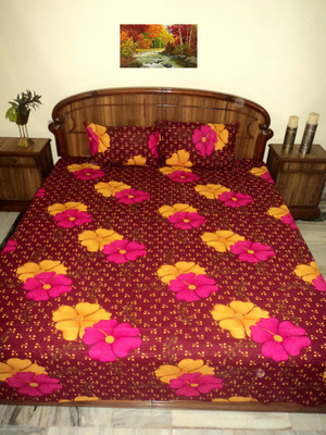 

Amita Home Furnishing Cotton Double Printed Bedsheet(1 Printed Elastic Fitted Bed Sheet 4 to 6 inch Matress & 2 Pillow Cover, Multicolor)