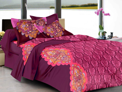 

Ahmedabad Cotton 144 TC Cotton Double Printed Bedsheet(Pack of 1, Maroon)
