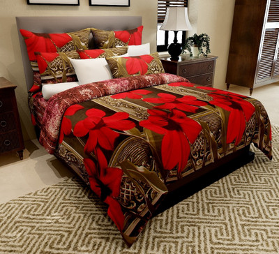 

Home Candy 152 TC Microfiber Double 3D Printed Bedsheet(Pack of 1, Multicolor)