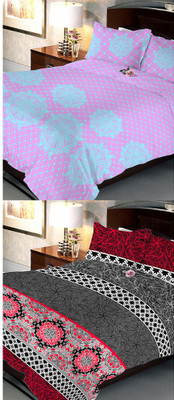 

Uber Urban 108 TC Cotton Double Abstract Bedsheet(Pack of 2, Multicolor)