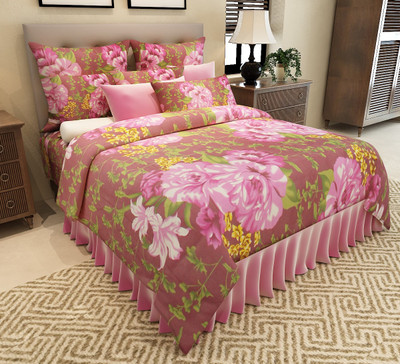

Home Candy 150 TC Cotton Double Floral Bedsheet(Pack of 1, Purple)