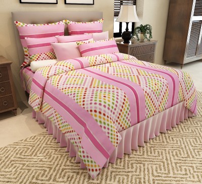 Home Candy 150 TC Cotton Double Geometric Flat Bedsheet(Pack of 1, Pink)