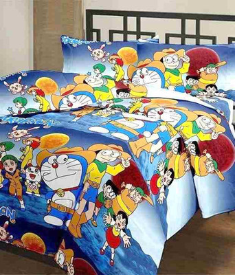 

Blueeye Satin Single Cartoon Bedsheet(Blue)