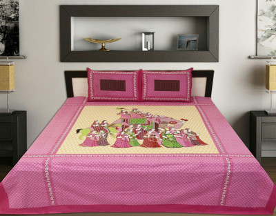 

Rajwada Fabrics Cotton Double King Printed Bedsheet(Pack of 1, Multicolor)