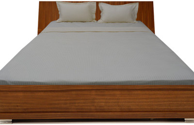 8% OFF on LNT 400 TC Cotton Single Striped Bedsheet(1 Flat Sheet ll 4 Pillow Covers, Ivory)