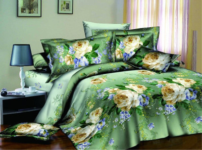 

Dexim Polycotton Double Floral Bedsheet(Pack of 1, Green)