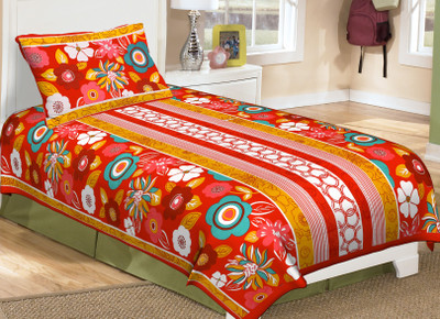 

Metro Living 104 TC Cotton Single Printed Bedsheet(Pack of 1, Red)