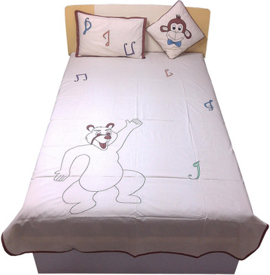 24% OFF on Hugs N Rugs 200 TC Cotton Single Embroidered Bedsheet(Pack of 3, Multicolor)