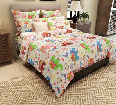 

Home Candy 144 TC Cotton Double Printed Bedsheet(Pack of 1, White)