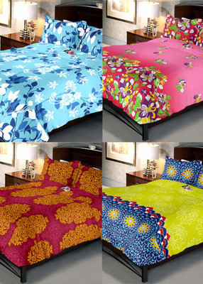 

Indien Casa 108 TC Cotton Double Floral Bedsheet(Pack of 4, Multicolor)