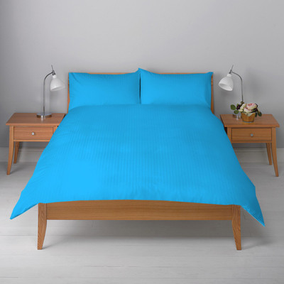 19% OFF on LNT 400 TC Cotton Double Striped Bedsheet(Pack of 1, Blue)