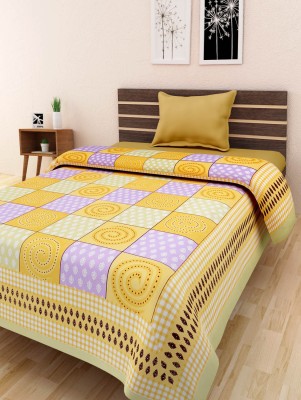 Bombay Spreads 120 TC Cotton Single Printed Flat Bedsheet(Green)