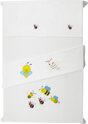 

Baby Rap 200 TC Cotton Crib Embroidered Bedsheet(Pack of 2, White)