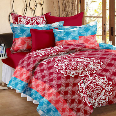 

Story@Home 144 TC Cotton Double Abstract Bedsheet(Pack of 1, Maroon)