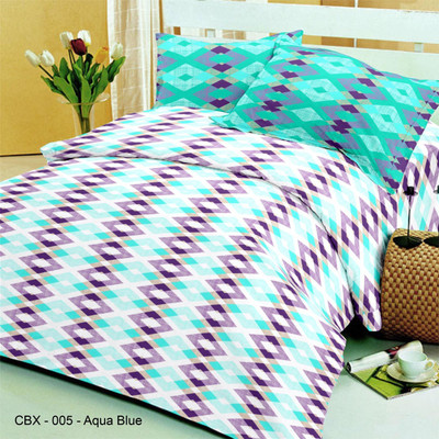

Wat A Weave 144 TC Cotton Double Abstract Bedsheet(Pack of 1, Aqua Blue)