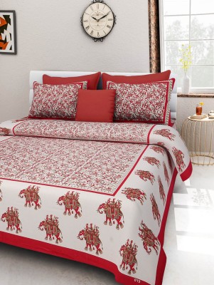 UNIQCHOICE 120 TC Cotton Double 3D Printed Flat Bedsheet(Pack of 1, Red)