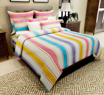 68% OFF on Home Candy 144 TC Cotton Double Striped Bedsheet(1 Double Bedsheet, 2 Pillow Covers, Multicolor) 68% OFF on Home Candy 144 TC Cotton Double Striped Bedsheet(1 Double Bedsheet, 2 Pillow Covers, Multicolor)