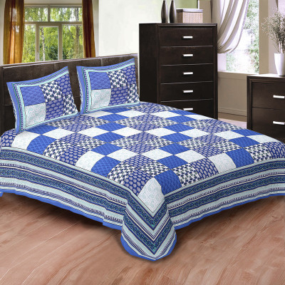 

Shilpbazaar 106 TC Cotton Double Printed Bedsheet(Pack of 1, Blue)