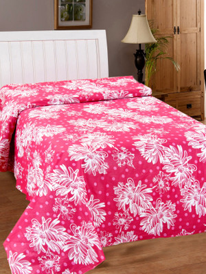 

Zesture 144 TC Cotton Single Floral Bedsheet(Pack of 1, Pink)