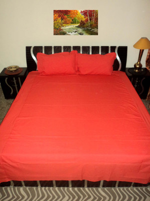 

Amita Home Furnishing Cotton Double Plain Bedsheet(Pack of 1, Orange)