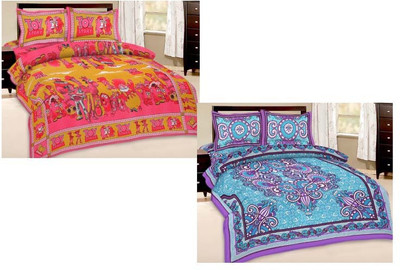 

Shopping Rajasthan Cotton Double Printed Bedsheet(Pack of 2, Multicolor)