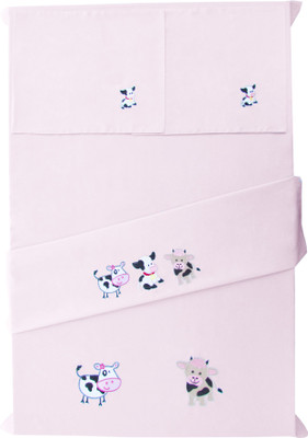 

Baby Rap 200 TC Cotton Crib Embroidered Bedsheet(Pack of 2, Pink)