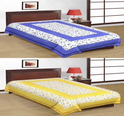 UNIQCHOICE 120 TC Cotton Single Printed Flat Bedsheet(Pack of 2, Multicolor)