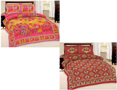 

Shopping Rajasthan Cotton Double Printed Bedsheet(Pack of 2, Multicolor)