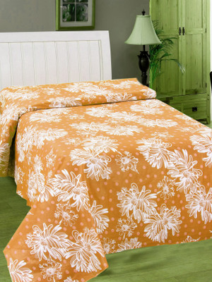 

Zesture 144 TC Cotton Single Floral Bedsheet(Pack of 1, Brown)