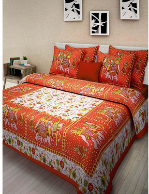 

naiwal bedding fashion 260 TC Cotton Double Printed Bedsheet(Pack of 1, Multicolor)