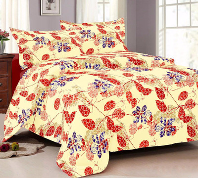 

Coco Bee 250 TC Cotton Double Floral Bedsheet(Pack of 1, Red)
