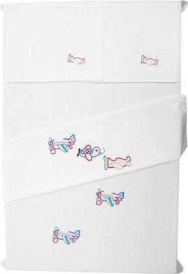 

Baby Rap 200 TC Cotton Crib Embroidered Bedsheet(Pack of 2, White)