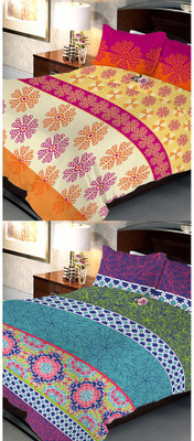 

Uber Urban 108 TC Cotton Double Abstract Bedsheet(Pack of 2, Multicolor)