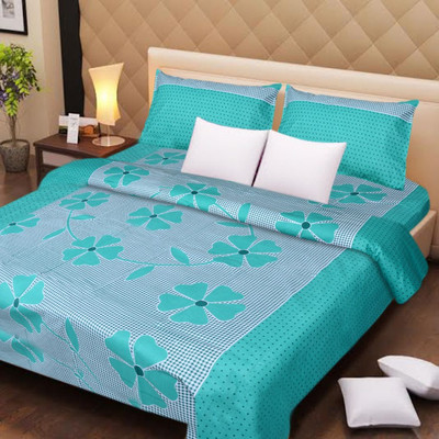 

Kdecor Cotton Double Printed Bedsheet(Pack of 1, Green)