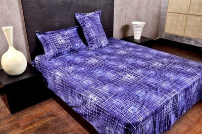 68% OFF on Banana Prints 300 TC Cotton Double Geometric Bedsheet(1 Bedsheet, 2 Pillow Covers, Multicolor)