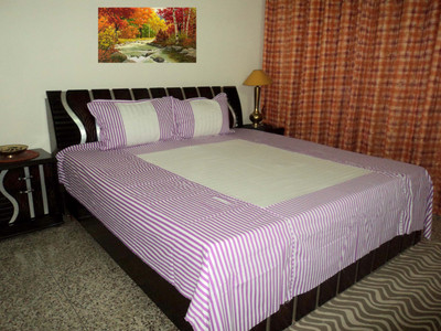 

Amita Home Furnishing Cotton Double Striped Bedsheet(Pack of 1, Purple)