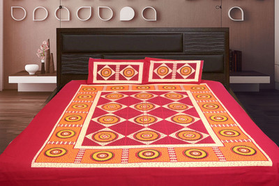 

Nanki's Cotton Double Abstract Bedsheet(Pack of 1, Maroon)
