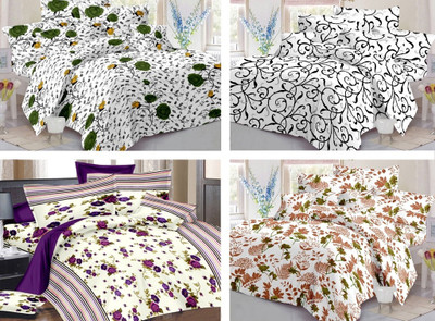 

India Furnish 110 TC Cotton Double Floral Bedsheet(Pack of 4, Multicolor)