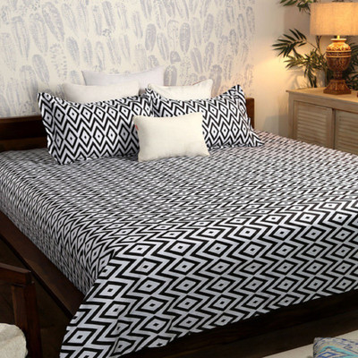 

SOLAJ 200 TC Cotton Double Abstract Bedsheet(Pack of 1, Black)