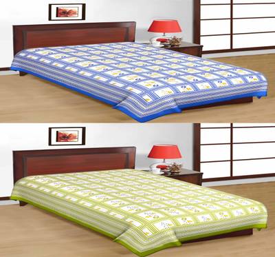 Uniqchoice 120 TC Cotton Single Floral Bedsheet (Pack of 2, Multicolor)
