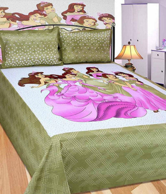 

Zain 120 TC Cotton Double King Printed Bedsheet(Pack of 1, Green)