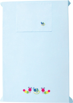 

Baby Rap 200 TC Cotton Crib Embroidered Bedsheet(Pack of 1, Blue)