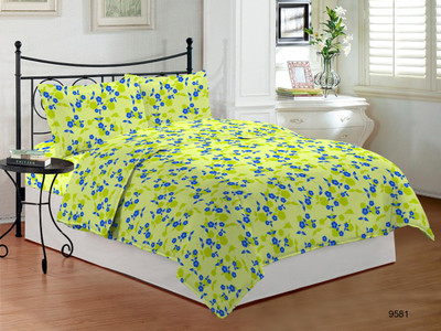 

Bombay Dyeing Cotton Double Floral Bedsheet(Pack of 1, Green)